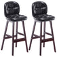 Modern Backrest Armless Counter Stool Wood Bar Stool with Pedal and Cushion Black Brown 2 Piece Set Clearhalo 'Bar Furniture' 'Bar Stools' 'bar_stools' 'furn' 'furn_bar_stools' 'furniture_bar_stools' 'Kitchen & Dining Furniture' 'kitchen&dining_furn' 'kitchen' 'kitchen_furn' Furniture' 4571327
