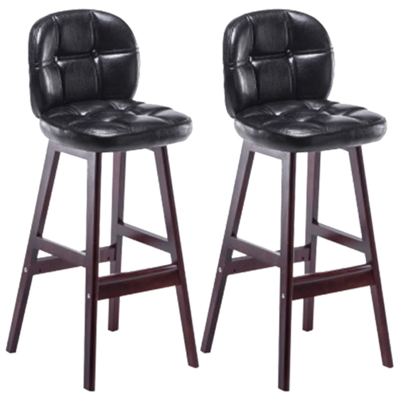 Modern Backrest Armless Counter Stool Wood Bar Stool with Pedal and Cushion Black Brown 2 Piece Set Clearhalo 'Bar Furniture' 'Bar Stools' 'bar_stools' 'furn' 'furn_bar_stools' 'furniture_bar_stools' 'Kitchen & Dining Furniture' 'kitchen&dining_furn' 'kitchen' 'kitchen_furn' Furniture' 4571327