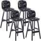 Modern Backrest Armless Counter Stool Wood Bar Stool with Pedal and Cushion Black Black 4 Piece Set Clearhalo 'Bar Furniture' 'Bar Stools' 'bar_stools' 'furn' 'furn_bar_stools' 'furniture_bar_stools' 'Kitchen & Dining Furniture' 'kitchen&dining_furn' 'kitchen' 'kitchen_furn' Furniture' 4571329