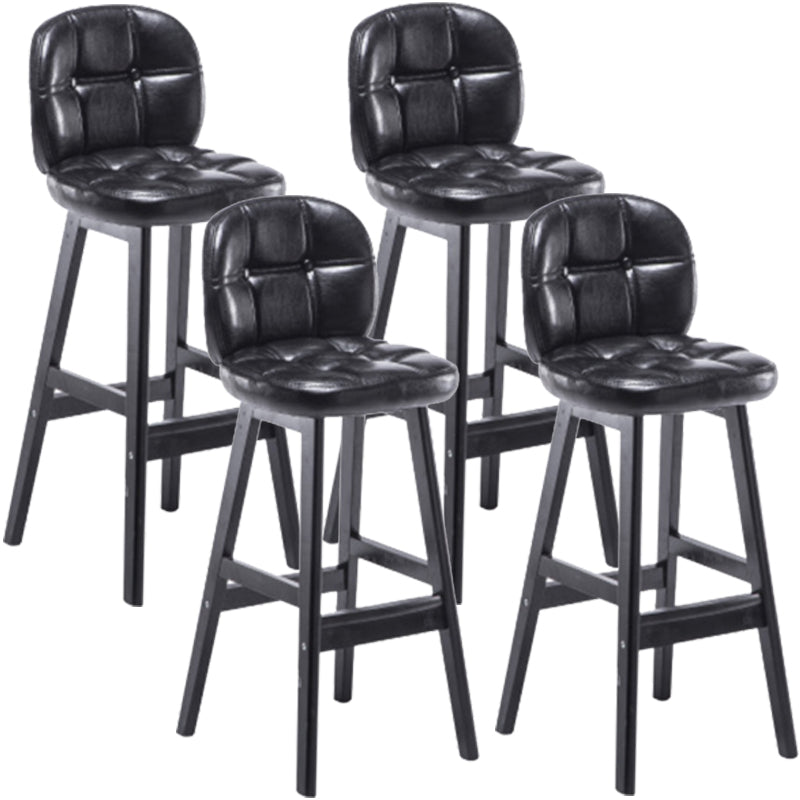 Modern Backrest Armless Counter Stool Wood Bar Stool with Pedal and Cushion Black Black 4 Piece Set Clearhalo 'Bar Furniture' 'Bar Stools' 'bar_stools' 'furn' 'furn_bar_stools' 'furniture_bar_stools' 'Kitchen & Dining Furniture' 'kitchen&dining_furn' 'kitchen' 'kitchen_furn' Furniture' 4571329