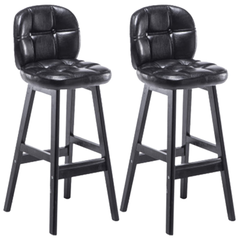 Modern Backrest Armless Counter Stool Wood Bar Stool with Pedal and Cushion Black Black 2 Piece Set Clearhalo 'Bar Furniture' 'Bar Stools' 'bar_stools' 'furn' 'furn_bar_stools' 'furniture_bar_stools' 'Kitchen & Dining Furniture' 'kitchen&dining_furn' 'kitchen' 'kitchen_furn' Furniture' 4571333