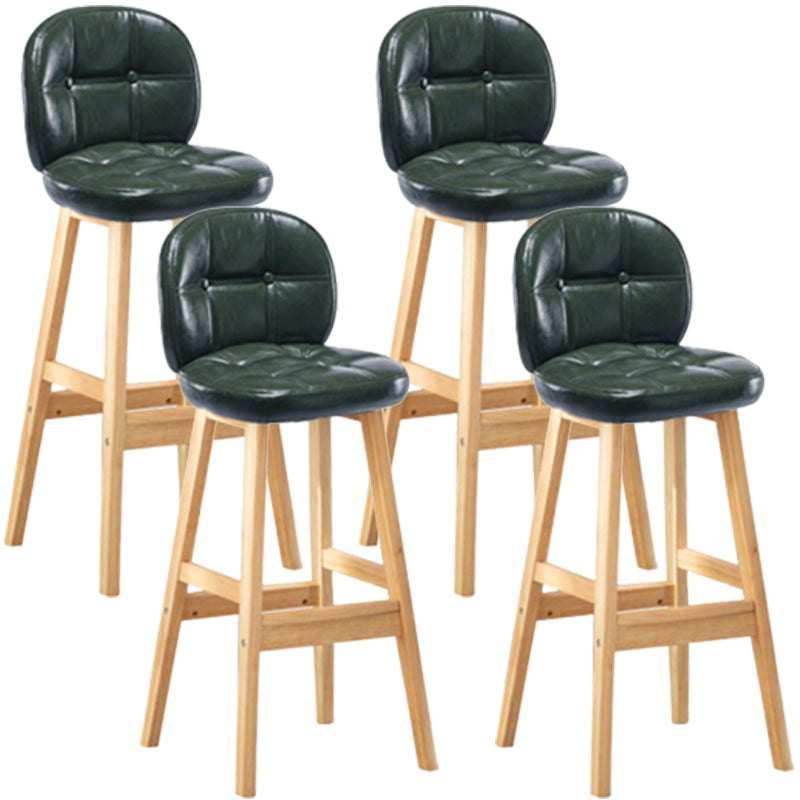 Modern Backrest Armless Counter Stool Wood Bar Stool with Pedal and Cushion Blackish Green Natural 4 Piece Set Clearhalo 'Bar Furniture' 'Bar Stools' 'bar_stools' 'furn' 'furn_bar_stools' 'furniture_bar_stools' 'Kitchen & Dining Furniture' 'kitchen&dining_furn' 'kitchen' 'kitchen_furn' Furniture' 4571334