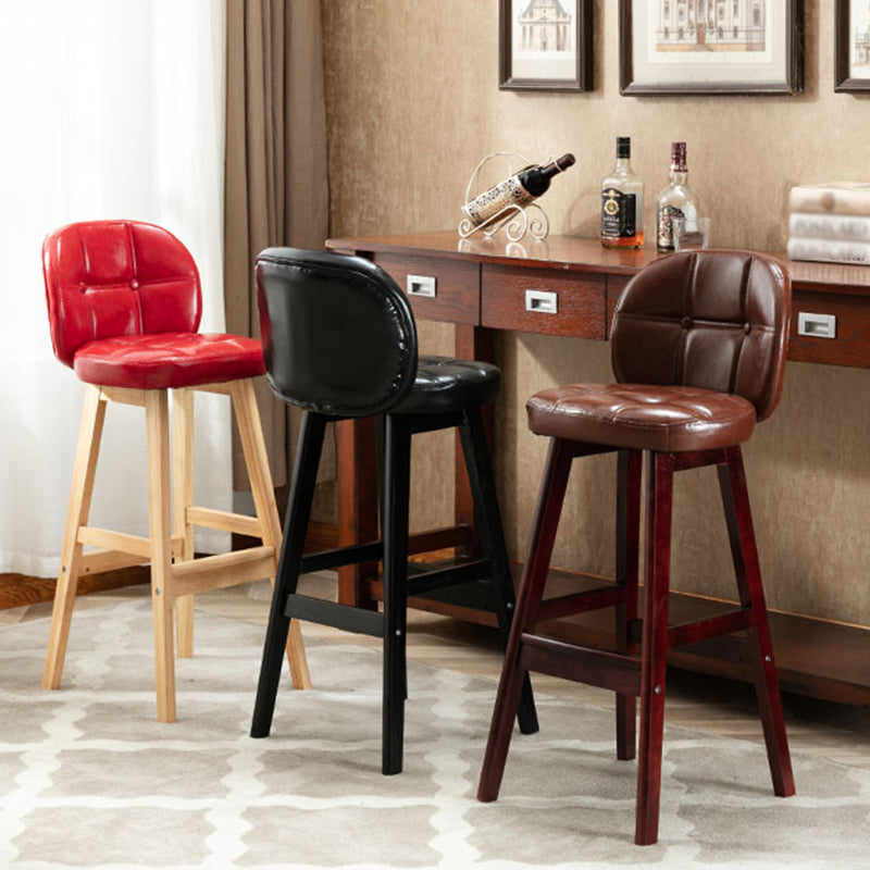 Modern Backrest Armless Counter Stool Wood Bar Stool with Pedal and Cushion Clearhalo 'Bar Furniture' 'Bar Stools' 'bar_stools' 'furn' 'furn_bar_stools' 'furniture_bar_stools' 'Kitchen & Dining Furniture' 'kitchen&dining_furn' 'kitchen' 'kitchen_furn' Furniture' 4571335