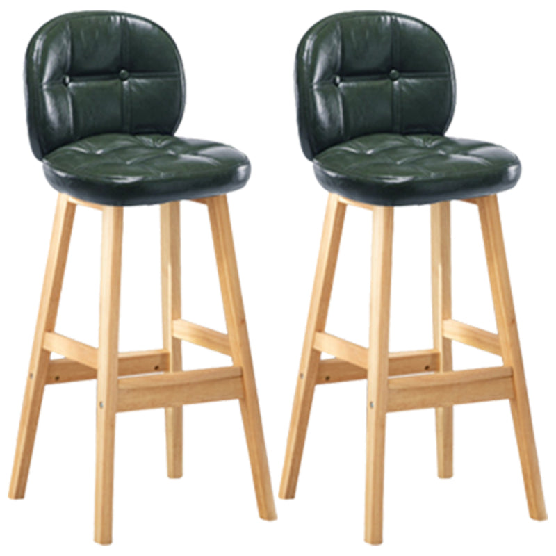 Modern Backrest Armless Counter Stool Wood Bar Stool with Pedal and Cushion Blackish Green Natural 2 Piece Set Clearhalo 'Bar Furniture' 'Bar Stools' 'bar_stools' 'furn' 'furn_bar_stools' 'furniture_bar_stools' 'Kitchen & Dining Furniture' 'kitchen&dining_furn' 'kitchen' 'kitchen_furn' Furniture' 4571338