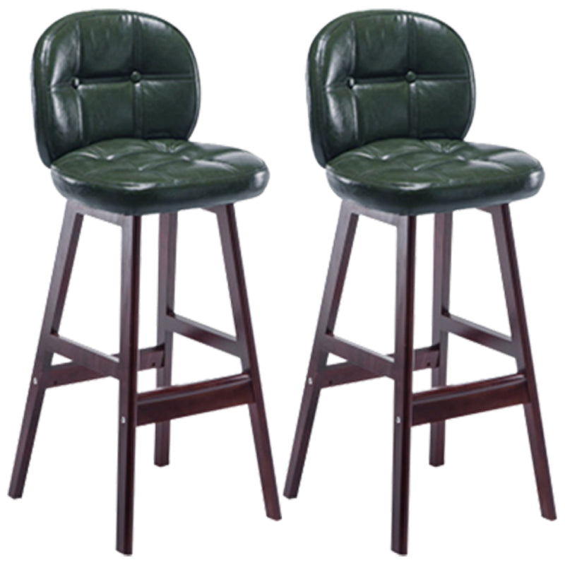 Modern Backrest Armless Counter Stool Wood Bar Stool with Pedal and Cushion Blackish Green Brown 2 Piece Set Clearhalo 'Bar Furniture' 'Bar Stools' 'bar_stools' 'furn' 'furn_bar_stools' 'furniture_bar_stools' 'Kitchen & Dining Furniture' 'kitchen&dining_furn' 'kitchen' 'kitchen_furn' Furniture' 4571342