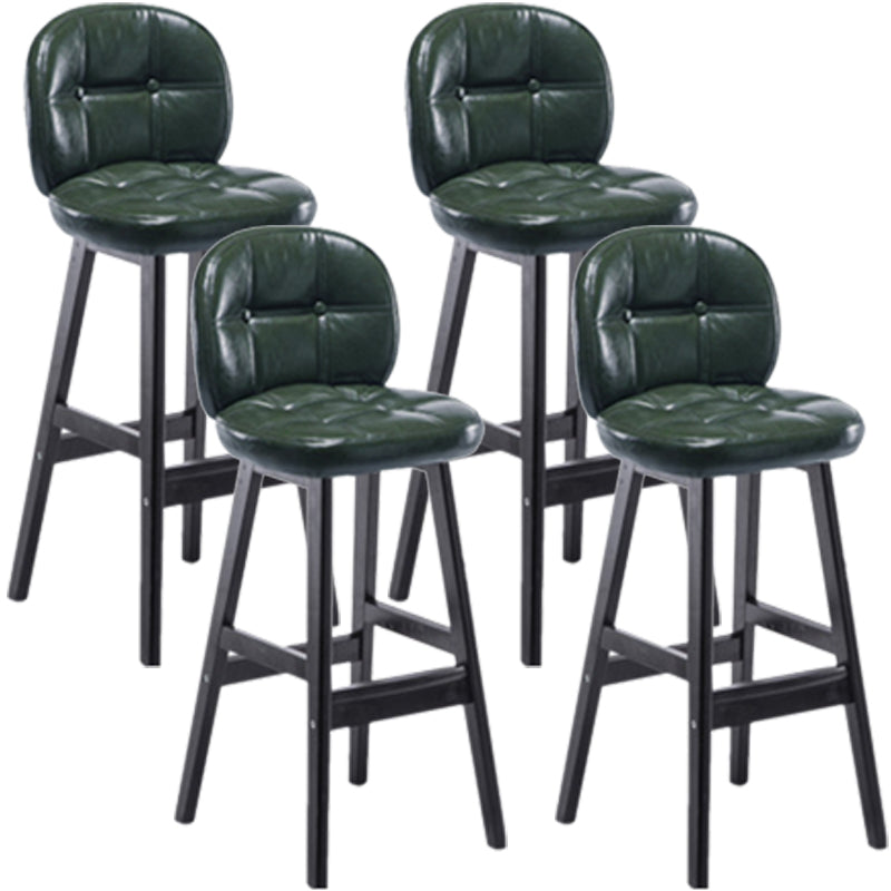 Modern Backrest Armless Counter Stool Wood Bar Stool with Pedal and Cushion Blackish Green Black 4 Piece Set Clearhalo 'Bar Furniture' 'Bar Stools' 'bar_stools' 'furn' 'furn_bar_stools' 'furniture_bar_stools' 'Kitchen & Dining Furniture' 'kitchen&dining_furn' 'kitchen' 'kitchen_furn' Furniture' 4571343