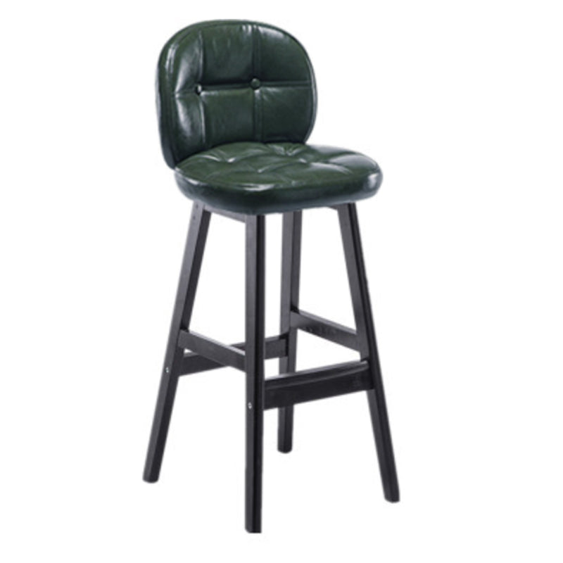 Modern Backrest Armless Counter Stool Wood Bar Stool with Pedal and Cushion Blackish Green Black 1 Piece Clearhalo 'Bar Furniture' 'Bar Stools' 'bar_stools' 'furn' 'furn_bar_stools' 'furniture_bar_stools' 'Kitchen & Dining Furniture' 'kitchen&dining_furn' 'kitchen' 'kitchen_furn' Furniture' 4571344