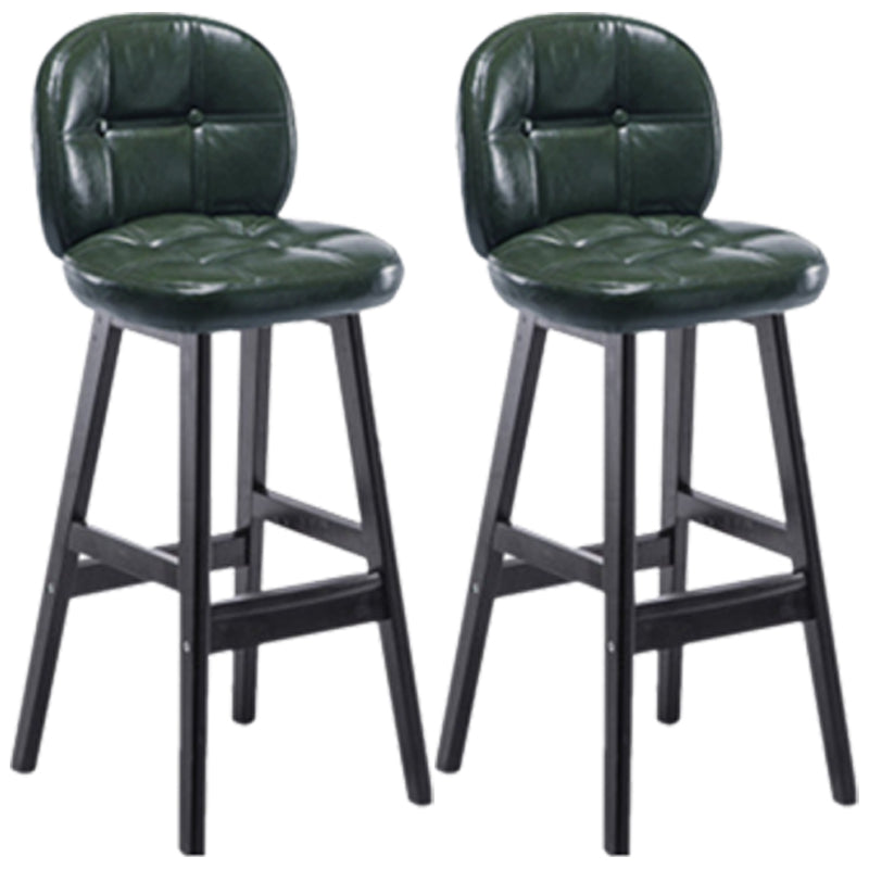 Modern Backrest Armless Counter Stool Wood Bar Stool with Pedal and Cushion Blackish Green Black 2 Piece Set Clearhalo 'Bar Furniture' 'Bar Stools' 'bar_stools' 'furn' 'furn_bar_stools' 'furniture_bar_stools' 'Kitchen & Dining Furniture' 'kitchen&dining_furn' 'kitchen' 'kitchen_furn' Furniture' 4571345
