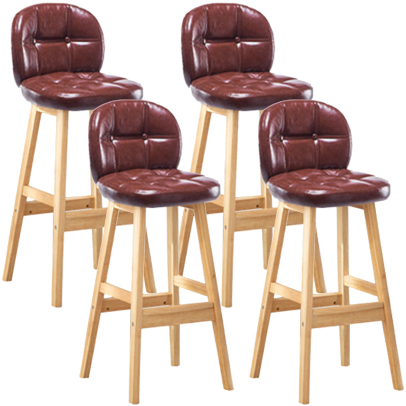 Modern Backrest Armless Counter Stool Wood Bar Stool with Pedal and Cushion Brown Natural 4 Piece Set Clearhalo 'Bar Furniture' 'Bar Stools' 'bar_stools' 'furn' 'furn_bar_stools' 'furniture_bar_stools' 'Kitchen & Dining Furniture' 'kitchen&dining_furn' 'kitchen' 'kitchen_furn' Furniture' 4571346