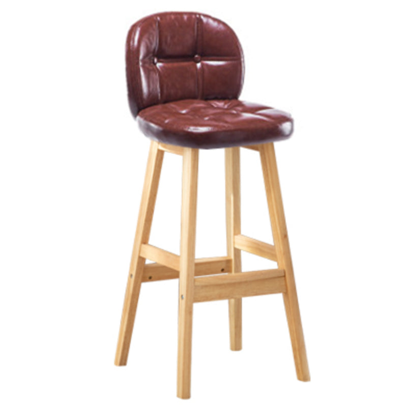 Modern Backrest Armless Counter Stool Wood Bar Stool with Pedal and Cushion Brown Natural 1 Piece Clearhalo 'Bar Furniture' 'Bar Stools' 'bar_stools' 'furn' 'furn_bar_stools' 'furniture_bar_stools' 'Kitchen & Dining Furniture' 'kitchen&dining_furn' 'kitchen' 'kitchen_furn' Furniture' 4571347