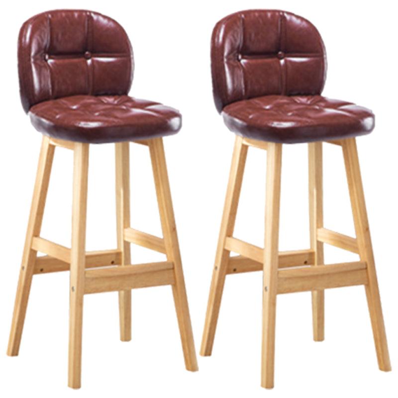 Modern Backrest Armless Counter Stool Wood Bar Stool with Pedal and Cushion Brown Natural 2 Piece Set Clearhalo 'Bar Furniture' 'Bar Stools' 'bar_stools' 'furn' 'furn_bar_stools' 'furniture_bar_stools' 'Kitchen & Dining Furniture' 'kitchen&dining_furn' 'kitchen' 'kitchen_furn' Furniture' 4571348