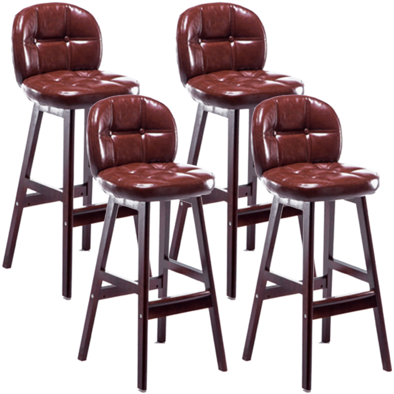 Modern Backrest Armless Counter Stool Wood Bar Stool with Pedal and Cushion Brown Brown 4 Piece Set Clearhalo 'Bar Furniture' 'Bar Stools' 'bar_stools' 'furn' 'furn_bar_stools' 'furniture_bar_stools' 'Kitchen & Dining Furniture' 'kitchen&dining_furn' 'kitchen' 'kitchen_furn' Furniture' 4571349