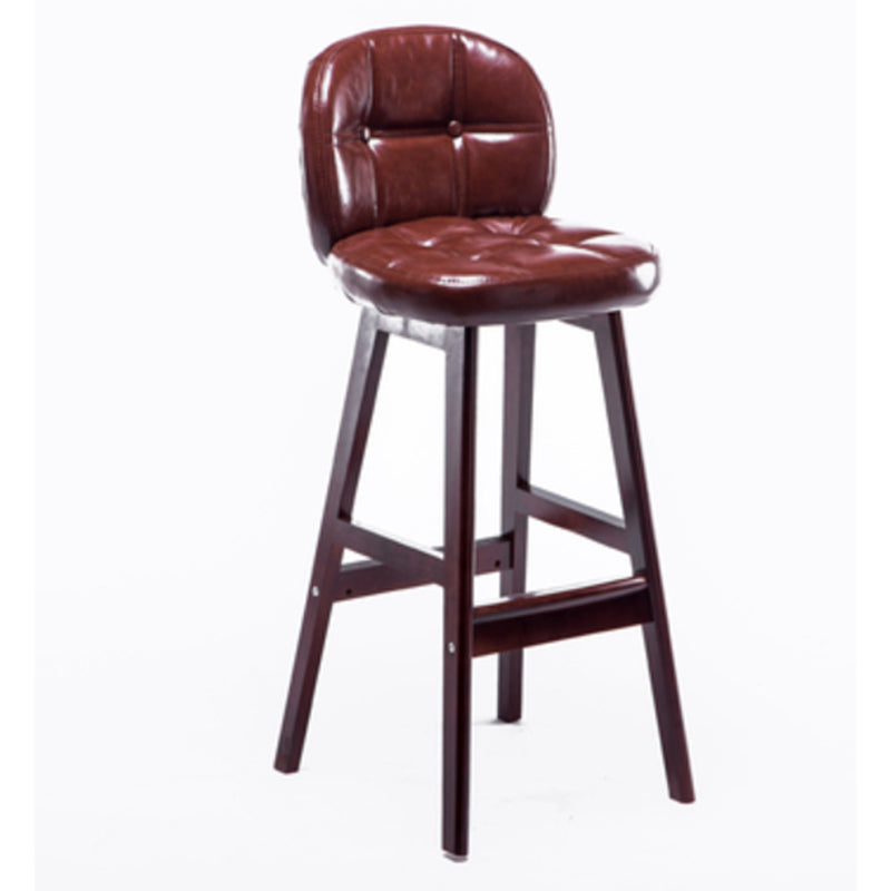 Modern Backrest Armless Counter Stool Wood Bar Stool with Pedal and Cushion Brown Brown 1 Piece Clearhalo 'Bar Furniture' 'Bar Stools' 'bar_stools' 'furn' 'furn_bar_stools' 'furniture_bar_stools' 'Kitchen & Dining Furniture' 'kitchen&dining_furn' 'kitchen' 'kitchen_furn' Furniture' 4571350