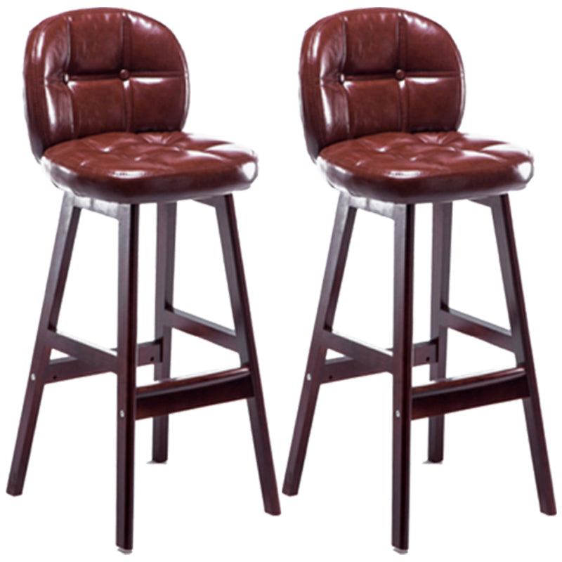 Modern Backrest Armless Counter Stool Wood Bar Stool with Pedal and Cushion Brown Brown 2 Piece Set Clearhalo 'Bar Furniture' 'Bar Stools' 'bar_stools' 'furn' 'furn_bar_stools' 'furniture_bar_stools' 'Kitchen & Dining Furniture' 'kitchen&dining_furn' 'kitchen' 'kitchen_furn' Furniture' 4571351
