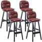 Modern Backrest Armless Counter Stool Wood Bar Stool with Pedal and Cushion Brown Black 4 Piece Set Clearhalo 'Bar Furniture' 'Bar Stools' 'bar_stools' 'furn' 'furn_bar_stools' 'furniture_bar_stools' 'Kitchen & Dining Furniture' 'kitchen&dining_furn' 'kitchen' 'kitchen_furn' Furniture' 4571352