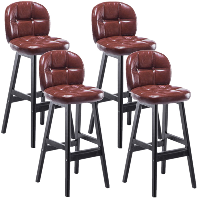 Modern Backrest Armless Counter Stool Wood Bar Stool with Pedal and Cushion Brown Black 4 Piece Set Clearhalo 'Bar Furniture' 'Bar Stools' 'bar_stools' 'furn' 'furn_bar_stools' 'furniture_bar_stools' 'Kitchen & Dining Furniture' 'kitchen&dining_furn' 'kitchen' 'kitchen_furn' Furniture' 4571352