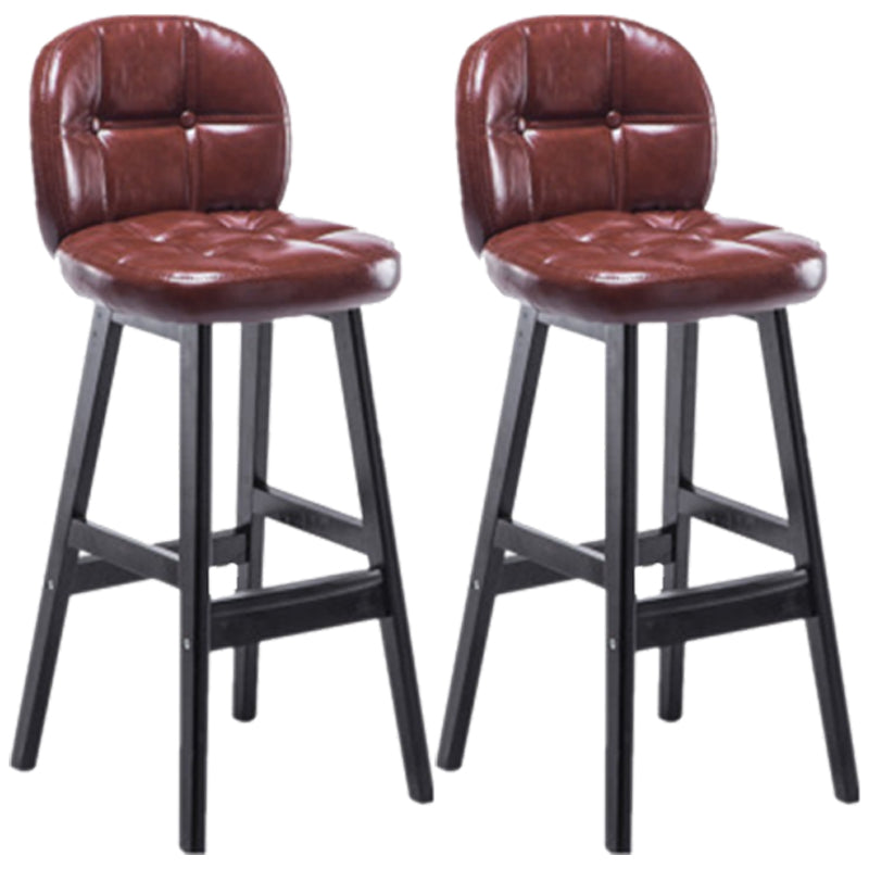 Modern Backrest Armless Counter Stool Wood Bar Stool with Pedal and Cushion Brown Black 2 Piece Set Clearhalo 'Bar Furniture' 'Bar Stools' 'bar_stools' 'furn' 'furn_bar_stools' 'furniture_bar_stools' 'Kitchen & Dining Furniture' 'kitchen&dining_furn' 'kitchen' 'kitchen_furn' Furniture' 4571354