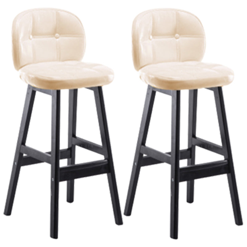 Modern Backrest Armless Counter Stool Wood Bar Stool with Pedal and Cushion Off-White Black 2 Piece Set Clearhalo 'Bar Furniture' 'Bar Stools' 'bar_stools' 'furn' 'furn_bar_stools' 'furniture_bar_stools' 'Kitchen & Dining Furniture' 'kitchen&dining_furn' 'kitchen' 'kitchen_furn' Furniture' 4571357