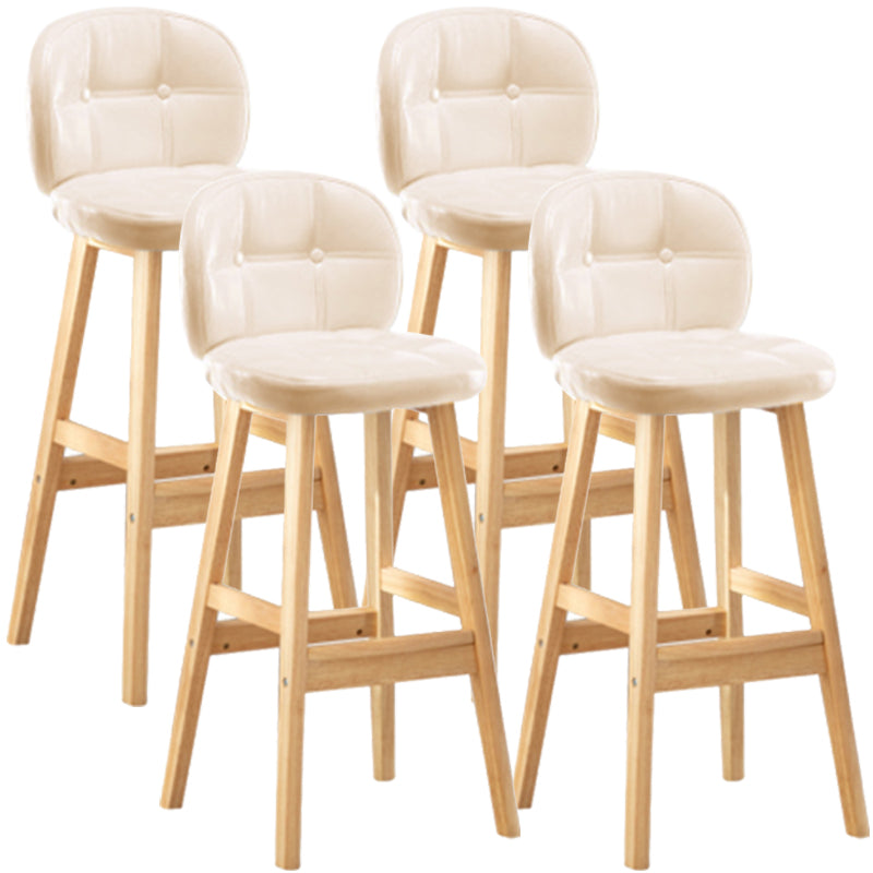 Modern Backrest Armless Counter Stool Wood Bar Stool with Pedal and Cushion Off-White Natural 4 Piece Set Clearhalo 'Bar Furniture' 'Bar Stools' 'bar_stools' 'furn' 'furn_bar_stools' 'furniture_bar_stools' 'Kitchen & Dining Furniture' 'kitchen&dining_furn' 'kitchen' 'kitchen_furn' Furniture' 4571358