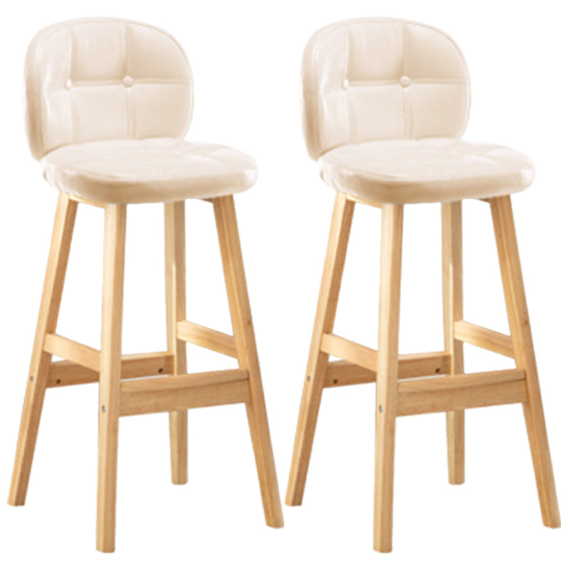 Modern Backrest Armless Counter Stool Wood Bar Stool with Pedal and Cushion Off-White Natural 2 Piece Set Clearhalo 'Bar Furniture' 'Bar Stools' 'bar_stools' 'furn' 'furn_bar_stools' 'furniture_bar_stools' 'Kitchen & Dining Furniture' 'kitchen&dining_furn' 'kitchen' 'kitchen_furn' Furniture' 4571360
