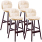 Modern Backrest Armless Counter Stool Wood Bar Stool with Pedal and Cushion Off-White Brown 4 Piece Set Clearhalo 'Bar Furniture' 'Bar Stools' 'bar_stools' 'furn' 'furn_bar_stools' 'furniture_bar_stools' 'Kitchen & Dining Furniture' 'kitchen&dining_furn' 'kitchen' 'kitchen_furn' Furniture' 4571361