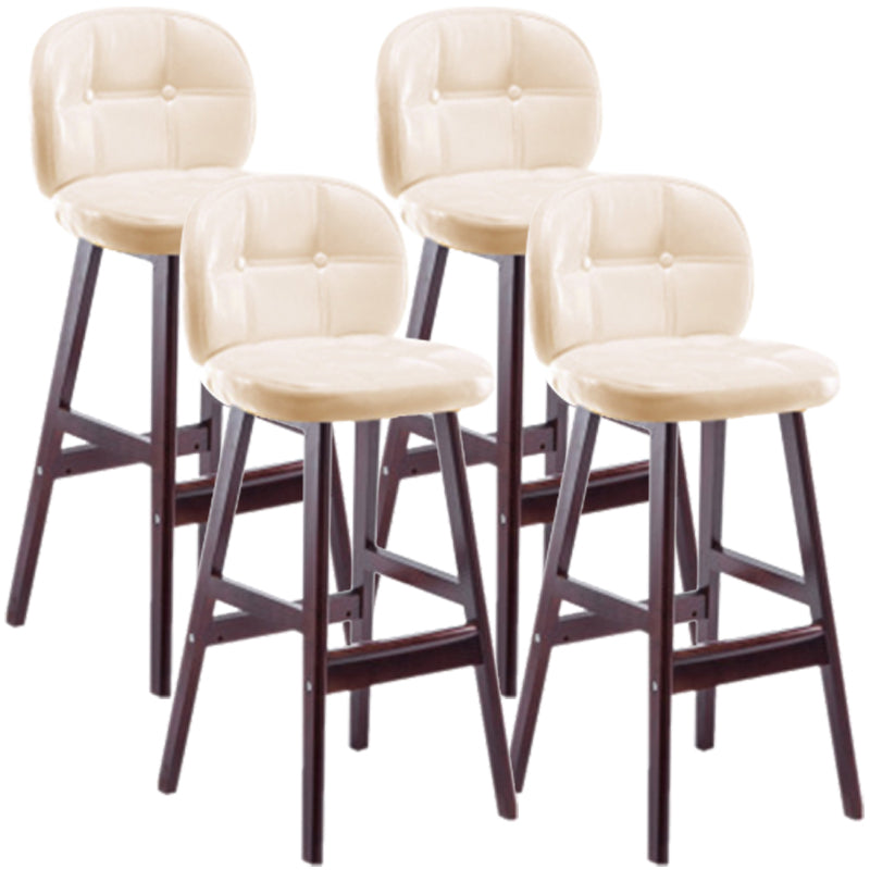 Modern Backrest Armless Counter Stool Wood Bar Stool with Pedal and Cushion Off-White Brown 4 Piece Set Clearhalo 'Bar Furniture' 'Bar Stools' 'bar_stools' 'furn' 'furn_bar_stools' 'furniture_bar_stools' 'Kitchen & Dining Furniture' 'kitchen&dining_furn' 'kitchen' 'kitchen_furn' Furniture' 4571361