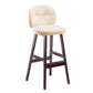 Modern Backrest Armless Counter Stool Wood Bar Stool with Pedal and Cushion Off-White Brown 1 Piece Clearhalo 'Bar Furniture' 'Bar Stools' 'bar_stools' 'furn' 'furn_bar_stools' 'furniture_bar_stools' 'Kitchen & Dining Furniture' 'kitchen&dining_furn' 'kitchen' 'kitchen_furn' Furniture' 4571362