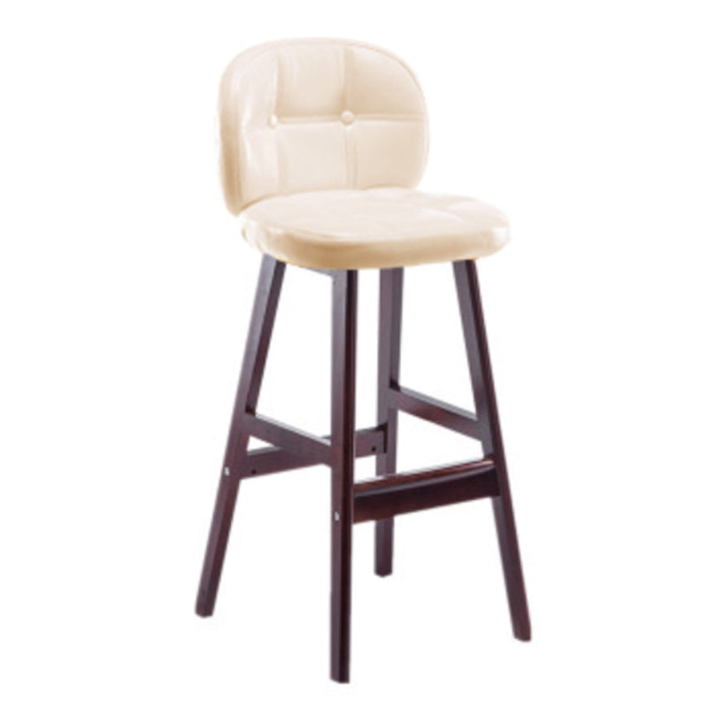 Modern Backrest Armless Counter Stool Wood Bar Stool with Pedal and Cushion Off-White Brown 1 Piece Clearhalo 'Bar Furniture' 'Bar Stools' 'bar_stools' 'furn' 'furn_bar_stools' 'furniture_bar_stools' 'Kitchen & Dining Furniture' 'kitchen&dining_furn' 'kitchen' 'kitchen_furn' Furniture' 4571362