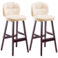 Modern Backrest Armless Counter Stool Wood Bar Stool with Pedal and Cushion Off-White Brown 2 Piece Set Clearhalo 'Bar Furniture' 'Bar Stools' 'bar_stools' 'furn' 'furn_bar_stools' 'furniture_bar_stools' 'Kitchen & Dining Furniture' 'kitchen&dining_furn' 'kitchen' 'kitchen_furn' Furniture' 4571363