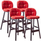 Modern Backrest Armless Counter Stool Wood Bar Stool with Pedal and Cushion Red Brown 4 Piece Set Clearhalo 'Bar Furniture' 'Bar Stools' 'bar_stools' 'furn' 'furn_bar_stools' 'furniture_bar_stools' 'Kitchen & Dining Furniture' 'kitchen&dining_furn' 'kitchen' 'kitchen_furn' Furniture' 4571364