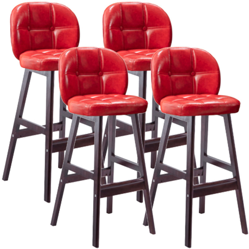 Modern Backrest Armless Counter Stool Wood Bar Stool with Pedal and Cushion Red Brown 4 Piece Set Clearhalo 'Bar Furniture' 'Bar Stools' 'bar_stools' 'furn' 'furn_bar_stools' 'furniture_bar_stools' 'Kitchen & Dining Furniture' 'kitchen&dining_furn' 'kitchen' 'kitchen_furn' Furniture' 4571364