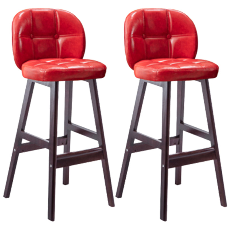 Modern Backrest Armless Counter Stool Wood Bar Stool with Pedal and Cushion Red Brown 2 Piece Set Clearhalo 'Bar Furniture' 'Bar Stools' 'bar_stools' 'furn' 'furn_bar_stools' 'furniture_bar_stools' 'Kitchen & Dining Furniture' 'kitchen&dining_furn' 'kitchen' 'kitchen_furn' Furniture' 4571366