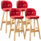 Modern Backrest Armless Counter Stool Wood Bar Stool with Pedal and Cushion Red Natural 4 Piece Set Clearhalo 'Bar Furniture' 'Bar Stools' 'bar_stools' 'furn' 'furn_bar_stools' 'furniture_bar_stools' 'Kitchen & Dining Furniture' 'kitchen&dining_furn' 'kitchen' 'kitchen_furn' Furniture' 4571370