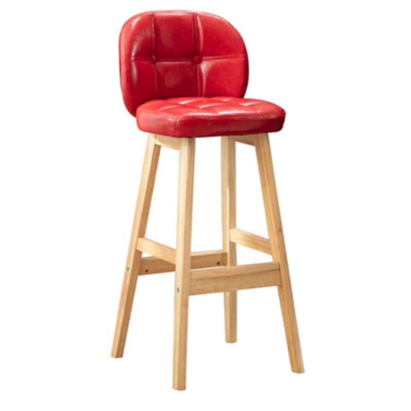 Modern Backrest Armless Counter Stool Wood Bar Stool with Pedal and Cushion Red Natural 1 Piece Clearhalo 'Bar Furniture' 'Bar Stools' 'bar_stools' 'furn' 'furn_bar_stools' 'furniture_bar_stools' 'Kitchen & Dining Furniture' 'kitchen&dining_furn' 'kitchen' 'kitchen_furn' Furniture' 4571371