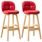 Modern Backrest Armless Counter Stool Wood Bar Stool with Pedal and Cushion Red Natural 2 Piece Set Clearhalo 'Bar Furniture' 'Bar Stools' 'bar_stools' 'furn' 'furn_bar_stools' 'furniture_bar_stools' 'Kitchen & Dining Furniture' 'kitchen&dining_furn' 'kitchen' 'kitchen_furn' Furniture' 4571372