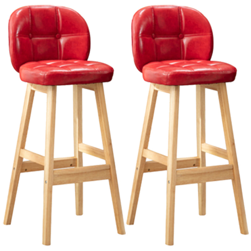 Modern Backrest Armless Counter Stool Wood Bar Stool with Pedal and Cushion Red Natural 2 Piece Set Clearhalo 'Bar Furniture' 'Bar Stools' 'bar_stools' 'furn' 'furn_bar_stools' 'furniture_bar_stools' 'Kitchen & Dining Furniture' 'kitchen&dining_furn' 'kitchen' 'kitchen_furn' Furniture' 4571372