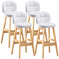 Modern Backrest Armless Counter Stool Wood Bar Stool with Pedal and Cushion White Natural 4 Piece Set Clearhalo 'Bar Furniture' 'Bar Stools' 'bar_stools' 'furn' 'furn_bar_stools' 'furniture_bar_stools' 'Kitchen & Dining Furniture' 'kitchen&dining_furn' 'kitchen' 'kitchen_furn' Furniture' 4571373