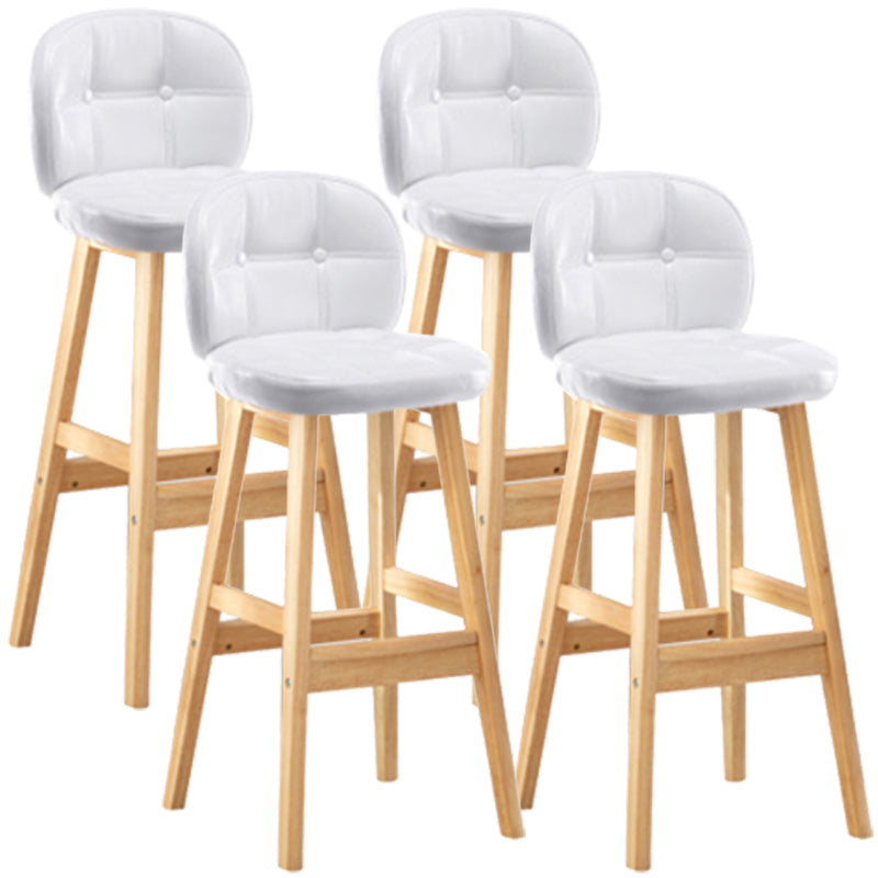 Modern Backrest Armless Counter Stool Wood Bar Stool with Pedal and Cushion White Natural 4 Piece Set Clearhalo 'Bar Furniture' 'Bar Stools' 'bar_stools' 'furn' 'furn_bar_stools' 'furniture_bar_stools' 'Kitchen & Dining Furniture' 'kitchen&dining_furn' 'kitchen' 'kitchen_furn' Furniture' 4571373
