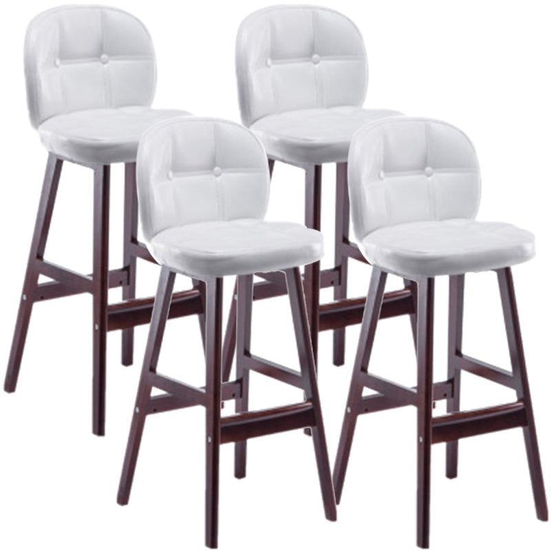 Modern Backrest Armless Counter Stool Wood Bar Stool with Pedal and Cushion White Brown 4 Piece Set Clearhalo 'Bar Furniture' 'Bar Stools' 'bar_stools' 'furn' 'furn_bar_stools' 'furniture_bar_stools' 'Kitchen & Dining Furniture' 'kitchen&dining_furn' 'kitchen' 'kitchen_furn' Furniture' 4571376