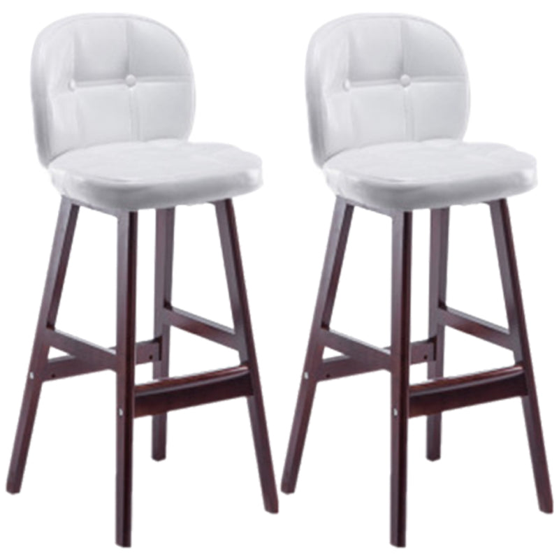 Modern Backrest Armless Counter Stool Wood Bar Stool with Pedal and Cushion White Brown 2 Piece Set Clearhalo 'Bar Furniture' 'Bar Stools' 'bar_stools' 'furn' 'furn_bar_stools' 'furniture_bar_stools' 'Kitchen & Dining Furniture' 'kitchen&dining_furn' 'kitchen' 'kitchen_furn' Furniture' 4571378