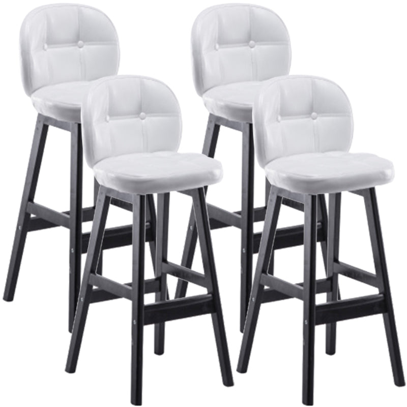 Modern Backrest Armless Counter Stool Wood Bar Stool with Pedal and Cushion White Black 4 Piece Set Clearhalo 'Bar Furniture' 'Bar Stools' 'bar_stools' 'furn' 'furn_bar_stools' 'furniture_bar_stools' 'Kitchen & Dining Furniture' 'kitchen&dining_furn' 'kitchen' 'kitchen_furn' Furniture' 4571379