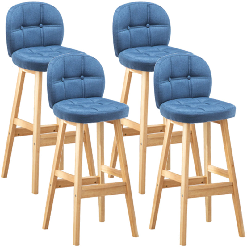 Modern Backrest Armless Counter Stool Wood Bar Stool with Pedal and Cushion Blue Natural 4 Piece Set Clearhalo 'Bar Furniture' 'Bar Stools' 'bar_stools' 'furn' 'furn_bar_stools' 'furniture_bar_stools' 'Kitchen & Dining Furniture' 'kitchen&dining_furn' 'kitchen' 'kitchen_furn' Furniture' 4571382