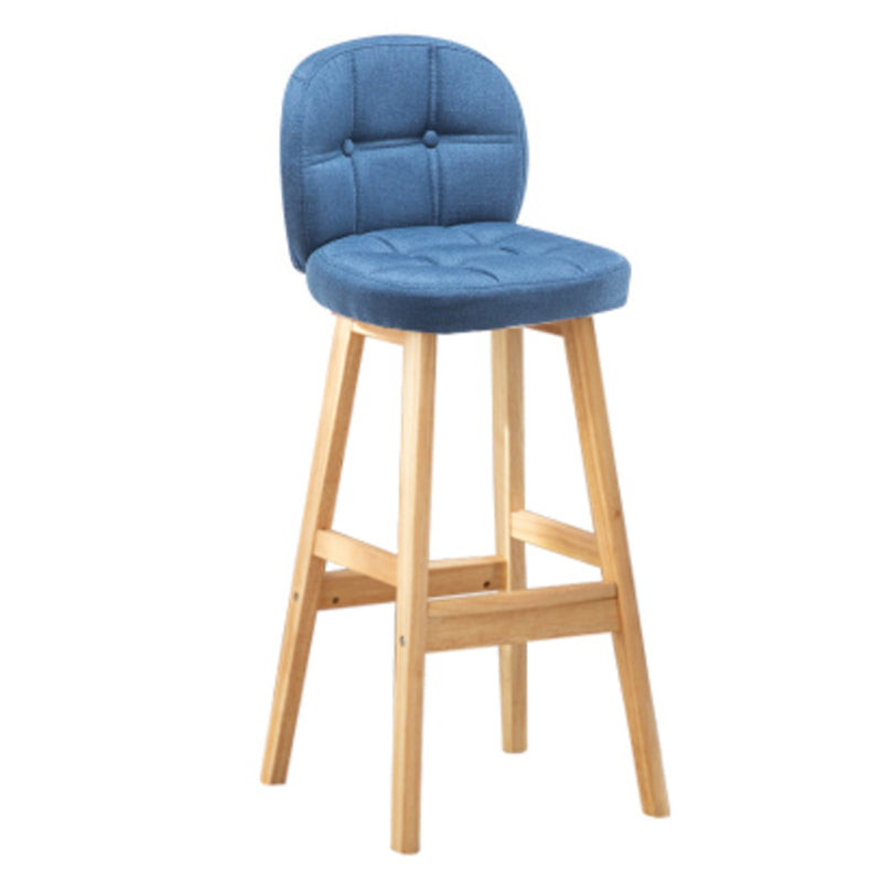 Modern Backrest Armless Counter Stool Wood Bar Stool with Pedal and Cushion Blue Natural 1 Piece Clearhalo 'Bar Furniture' 'Bar Stools' 'bar_stools' 'furn' 'furn_bar_stools' 'furniture_bar_stools' 'Kitchen & Dining Furniture' 'kitchen&dining_furn' 'kitchen' 'kitchen_furn' Furniture' 4571383