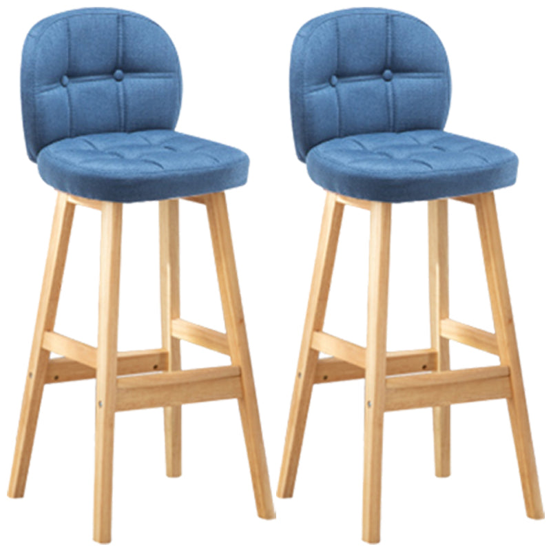 Modern Backrest Armless Counter Stool Wood Bar Stool with Pedal and Cushion Blue Natural 2 Piece Set Clearhalo 'Bar Furniture' 'Bar Stools' 'bar_stools' 'furn' 'furn_bar_stools' 'furniture_bar_stools' 'Kitchen & Dining Furniture' 'kitchen&dining_furn' 'kitchen' 'kitchen_furn' Furniture' 4571384