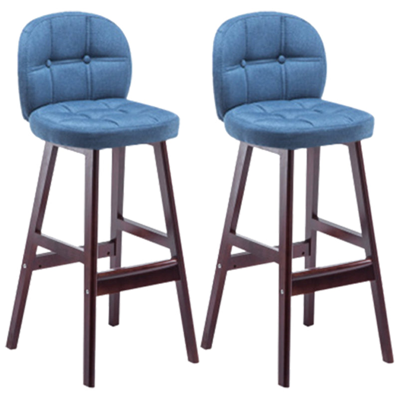 Modern Backrest Armless Counter Stool Wood Bar Stool with Pedal and Cushion Blue Brown 2 Piece Set Clearhalo 'Bar Furniture' 'Bar Stools' 'bar_stools' 'furn' 'furn_bar_stools' 'furniture_bar_stools' 'Kitchen & Dining Furniture' 'kitchen&dining_furn' 'kitchen' 'kitchen_furn' Furniture' 4571387