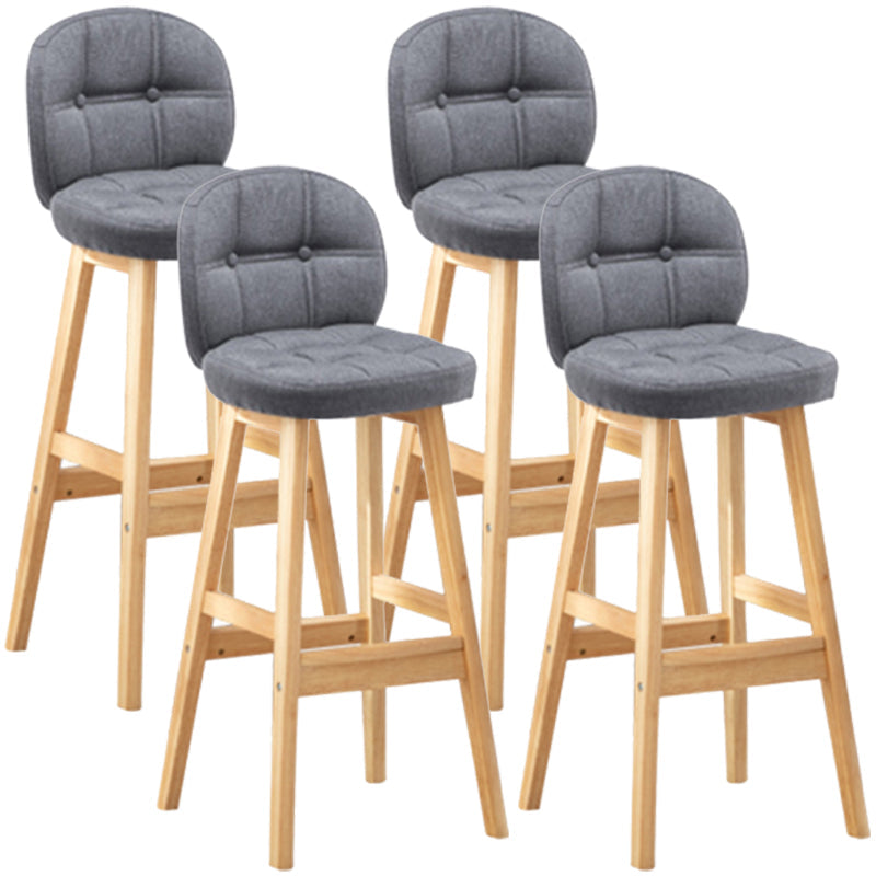 Modern Backrest Armless Counter Stool Wood Bar Stool with Pedal and Cushion Grey Natural 4 Piece Set Clearhalo 'Bar Furniture' 'Bar Stools' 'bar_stools' 'furn' 'furn_bar_stools' 'furniture_bar_stools' 'Kitchen & Dining Furniture' 'kitchen&dining_furn' 'kitchen' 'kitchen_furn' Furniture' 4571388