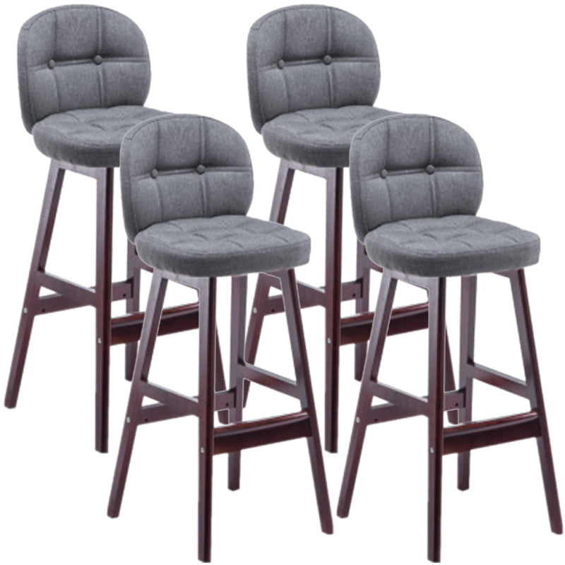 Modern Backrest Armless Counter Stool Wood Bar Stool with Pedal and Cushion Grey Brown 4 Piece Set Clearhalo 'Bar Furniture' 'Bar Stools' 'bar_stools' 'furn' 'furn_bar_stools' 'furniture_bar_stools' 'Kitchen & Dining Furniture' 'kitchen&dining_furn' 'kitchen' 'kitchen_furn' Furniture' 4571391