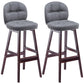 Modern Backrest Armless Counter Stool Wood Bar Stool with Pedal and Cushion Grey Brown 2 Piece Set Clearhalo 'Bar Furniture' 'Bar Stools' 'bar_stools' 'furn' 'furn_bar_stools' 'furniture_bar_stools' 'Kitchen & Dining Furniture' 'kitchen&dining_furn' 'kitchen' 'kitchen_furn' Furniture' 4571393