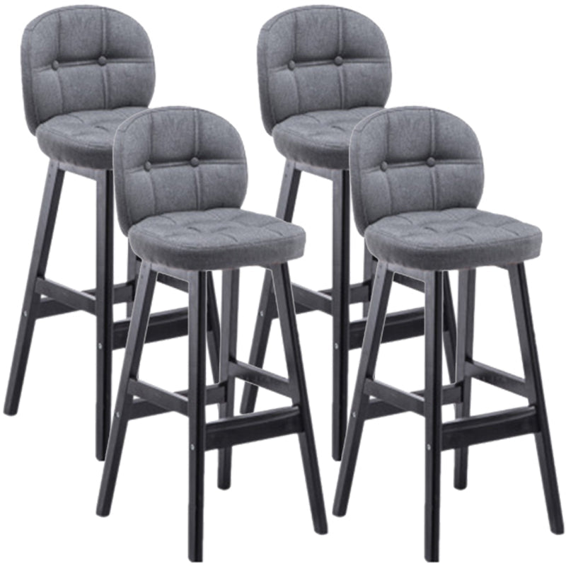 Modern Backrest Armless Counter Stool Wood Bar Stool with Pedal and Cushion Grey Black 4 Piece Set Clearhalo 'Bar Furniture' 'Bar Stools' 'bar_stools' 'furn' 'furn_bar_stools' 'furniture_bar_stools' 'Kitchen & Dining Furniture' 'kitchen&dining_furn' 'kitchen' 'kitchen_furn' Furniture' 4571394