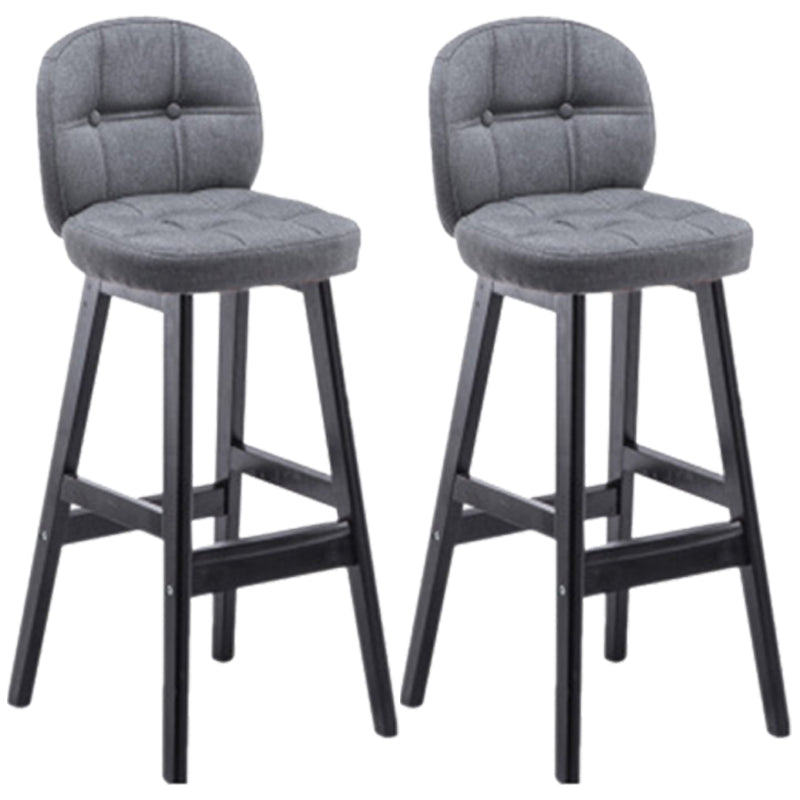 Modern Backrest Armless Counter Stool Wood Bar Stool with Pedal and Cushion Grey Black 2 Piece Set Clearhalo 'Bar Furniture' 'Bar Stools' 'bar_stools' 'furn' 'furn_bar_stools' 'furniture_bar_stools' 'Kitchen & Dining Furniture' 'kitchen&dining_furn' 'kitchen' 'kitchen_furn' Furniture' 4571396